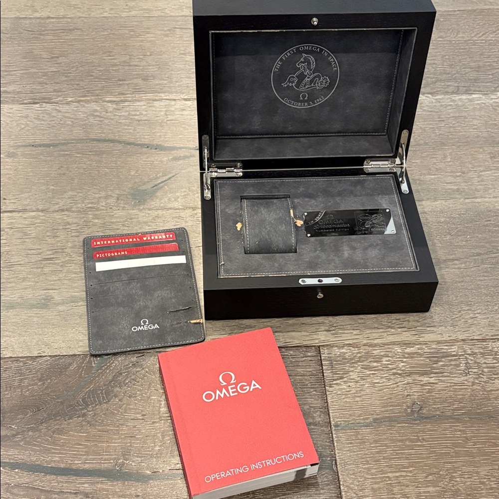 Omega Speedmaster Black and Red Watch Box Set with book